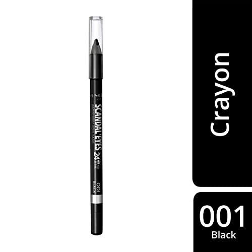 RIMMEL LONDON - Scandal'eyes Eyeliner - Waterproof Khol - 24hr Wear, Smudge-proof - Ultra Smooth & Creamy Formula - High Intensity Colour - 001 Black - 1.3g