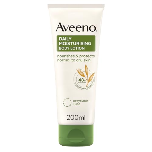 Aveeno Daily Moisturising Body Lotion (1x 200ml), Hydrating Lotion Enriched with Nourishing Colloidal Oatmeal, Gentle Body Moisturiser Suitable for Sensitive and Dry Skin