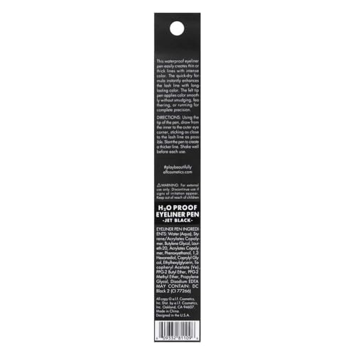 e.l.f. Intense H20 Proof Eyeliner Pen, Smooth, Precise, Defines, Enhances, Intensifies, Waterproof, Black, Smudge-Proof 0.7 ml, 1 Count (Pack of 1)