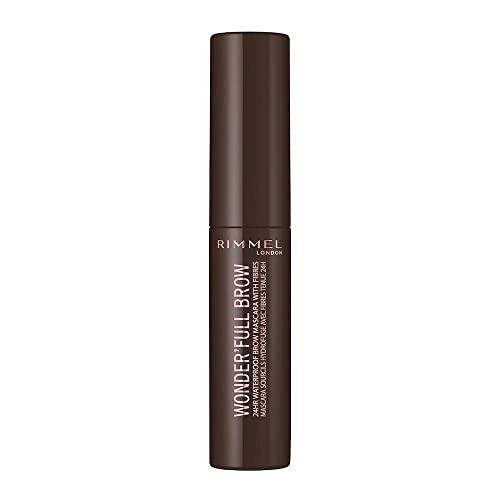 Rimmel London Wonder’Full Brow 24HR Waterproof Brow Gel, with Fibres for Plump Thick Brows, Dark, 4.5 ml (Pack of 1)