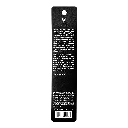 e.l.f. Clear Brow & Lash Mascara, Glossy, Shiny, Lightweight, Easy To Use, Conditions Hairs, Gives Brows Soft Flexible Hold, Compact, All-Day Wear 2.5ml, crystal (clear)