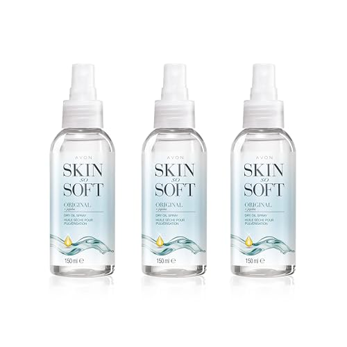 Avon Skin So Soft Dry Oil Spray 150ml Trio, Locks in Moisture, Formulated with Jojoba Oil and Vitamin E, Quick Dry Formula, Cruelty Free