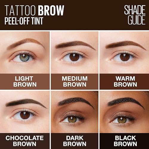 Maybelline New York Tattoo Brow Peel Off Eyebrow Gel Tint, Semi-Permanent Colour, Waterproof, Lasts up to 3 Days, Colour: Dark Brown
