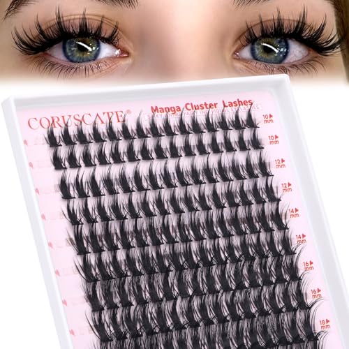 Manga Cluster Lashes Fairy Wispy Individual Eyelashes Anime Lashes Individual Cluster Natural Lash Clusters Asian Style C Curl Manhua Eyelash Clusters 10-18 MM DIY Wet Look Lash Extension