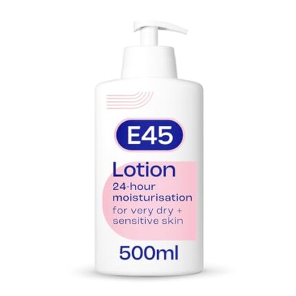 E45 Moisturising Lotion 500 ml for Dry & Sensitive Skin – Long-Lasting Hydration Protect from Dryness, Reduce Redness – Dermatological Body Moisturiser Lotion – Body Lotion – Daily Moisturiser