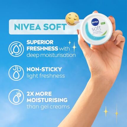 NIVEA Soft Moisturising Cream (500ml), A Moisturising Cream for Face, Body and Hands with Vitamin E and Jojoba Oil, Hand Cream Moisturises Deeply, All-Purpose Day Cream, 500 ml (Pack of 1) white