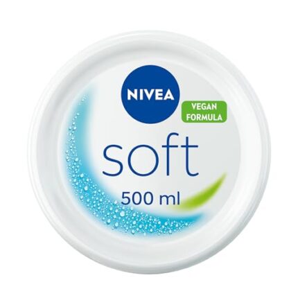 NIVEA Soft Moisturising Cream (500ml), A Moisturising Cream for Face, Body and Hands with Vitamin E and Jojoba Oil, Hand Cream Moisturises Deeply, All-Purpose Day Cream, 500 ml (Pack of 1) white