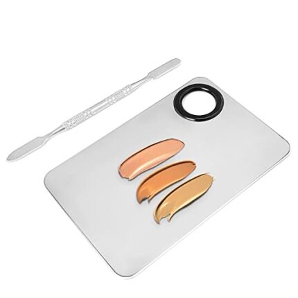 1pcs Makeup MixingPalette Set,Stainless Steel Cosmetic MakeupPalette,Makeup Spatula&Cosmetic Makeups Palette,Foundation Mixing Palette for Mixing Foundation Nail Art MakeupTools,MakeupArtist Tools