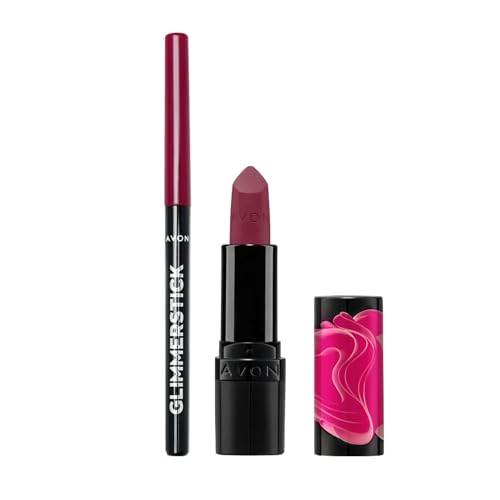 Avon Ultra Duo Lipstick & Lip Liner, Red Lip Kit, Long Lasting Contour Liner, Matte Finish Lipstick, Berry Blast and Cherry Jubilee