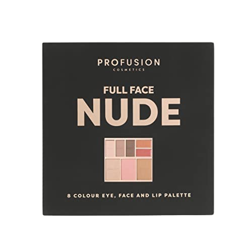 Profusion Cosmetics Full Face Palette Nude, 8 Shade Eye, Face and Lip Palette for Natural and Bold Makeup Looks, Ultimate Makeup Essential for Medium to Deep Complexions, Nude