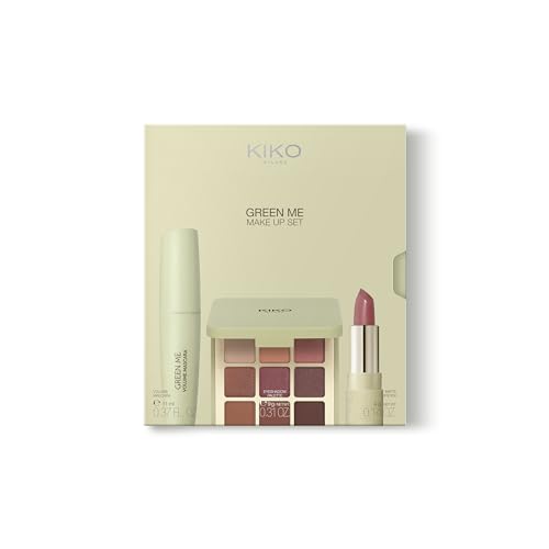KIKO Milano Green Me Make Up Set, Make-Up Set: 1 Eye Palette, 1 Volume-Enhancing Mascara And 1 Matte Lipstick