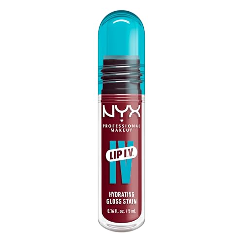 NYX Professional Makeup Lip IV Hydrating Gloss Stain, Lip Gloss, Up to 12HR Hydration, High Pigment, Wet Shine Finish, Blush Rush