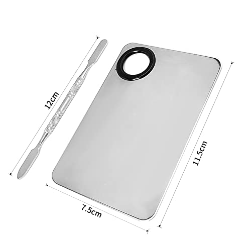 1pcs Makeup MixingPalette Set,Stainless Steel Cosmetic MakeupPalette,Makeup Spatula&Cosmetic Makeups Palette,Foundation Mixing Palette for Mixing Foundation Nail Art MakeupTools,MakeupArtist Tools