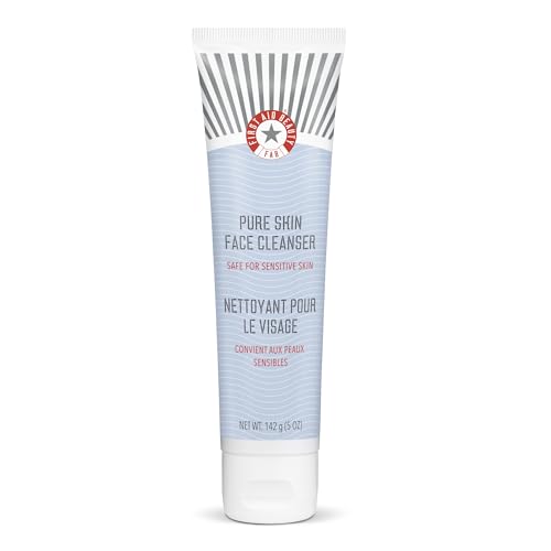 First Aid Beauty - Pure Skin Face Cleanser, Effectively Removes Makeup, Dirt, and Impurities, Gentle Cleanser Leaves Skin Soft & Supple, Safe for Sensitive Skin, Fragrance Free, 142g