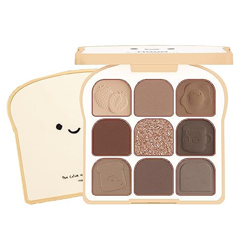 Toast Earth Color Eyeshadow Palette Nine-Color Blush Eyeshadow All-in-One Palette Nine-Grid Color Changing Eye Makeup Soft Silky Powder Highly Colored Smokey Eyeshadow