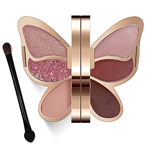 Erinde Butterfly Eyeshadow Palette Makeup, Matte Shimmer Metallic Eye Makeup, Highly Pigmented, Naturing-Looking, Blendable Long Lasting Waterproof Eye Shadow Palette, Valentine's Day Gifts Presents