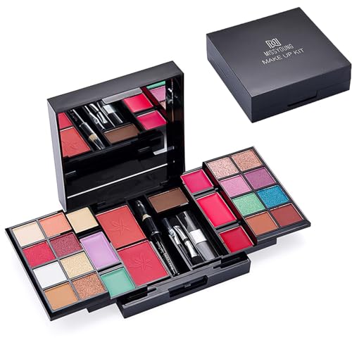 Mini Professional Makeup Kit for Women Full Kit with Mirror 25 Colors All in One Make up Gift Set for Girls Included Eyeshadow, Concealer, Blusher, Lipstick, Eyeliner, Brush