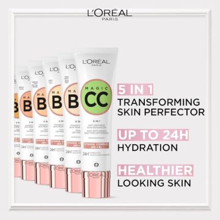 L'Oréal Paris Magic CC Cream with SPF 11, Anti-Redness and Colour Correcting, With Vitamins B5 and E, Lightweight Hydrating Formula Adapts to Skin Tone for a Natural Glowy Finish, 30 ml
