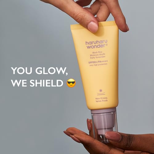 Haruharu Wonder Black Rice Moisture Airyfit Daily Sunscreen SPF50+/PA++++, Broad Spectrum UVA/UVB, Octinoxate & Oxybenzone Free, Reef Safe Formula, Non-Greasy Velvet Finish (50ml)