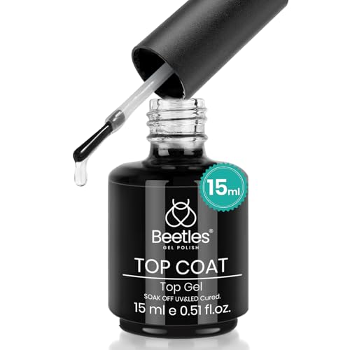 Beetles Gel Polish- 15ml No Wipe Top Coat High Gloss Shiny Long-Lasting Clear Gel Top Coat Soak Off Nail Lamp Nail Gel Home DIY Manicure and Nail Salon