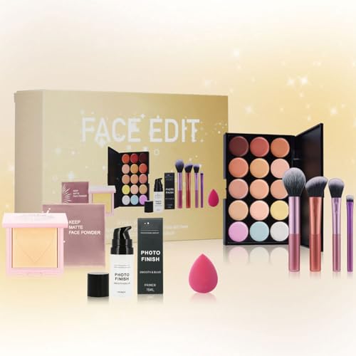 Make Up Set，Professional Makeup Set, All In One Make Up Set For Women, Make Up Kit Includes 15 Colors Concealer Palette，Face Pressed Pworder，Makeup Sponge，Smooth & Blur Primer，Makeup Brushes
