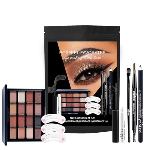 All in One Makeup Kit for Women Full Kit, Travel Makeup Kit, Makeup Gift Set for Women & Girls, Includes Eyeshadow Palette, Mascara, Eyeliner Pencil, Eyebrow Stencil, Cosmetic Brush #01