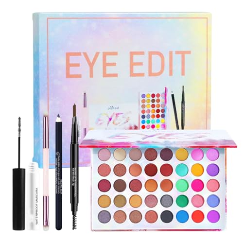 All In One Makeup Kit - Full Kit Makeup Gift Set For Women & Teens - Essential Bundle Include 40 Colors Eyeshadow Palette, Mascara, Eyebrow Pencil, Eyeliner, Cosmetic Brushes