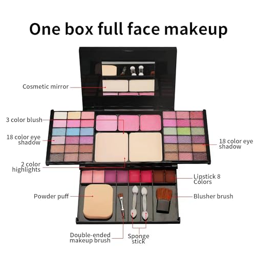 Make Up Set Women Girls - 49 Colour Multi-purpose Makeup Kit, Cosmetic Essential Starter Bundle Include Include Eyeshadow Palette Lipstick Blush Concealer Face Powder Highly Pigmented Makeup Palette