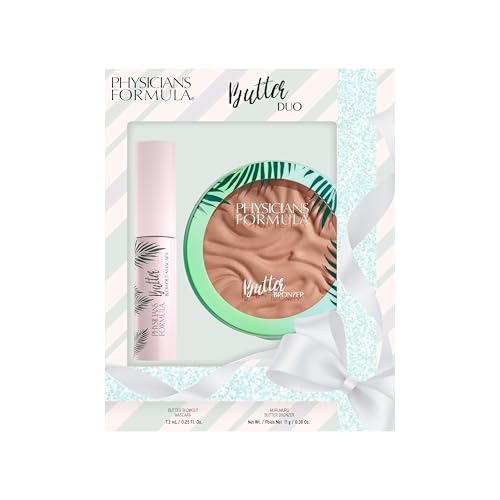 Physicians Formula Butter Duo Set, Makeup Set with Bronzing Powder and Volume and Length Black Mascara, Enriched Formulas with Amazonian Butters for Radiant, Silky-Soft Skin and Nourished Lashes