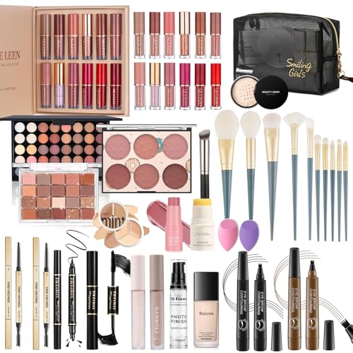 Make up Set, Ruicen Makeup Kit for Women and Teenages, Makeup Set Full Kit, Make up Sets Includes Foundation 40 Color Eyeshadow Microblading Eyebrow Pen etc Cosmetic Make Up Starter Kit