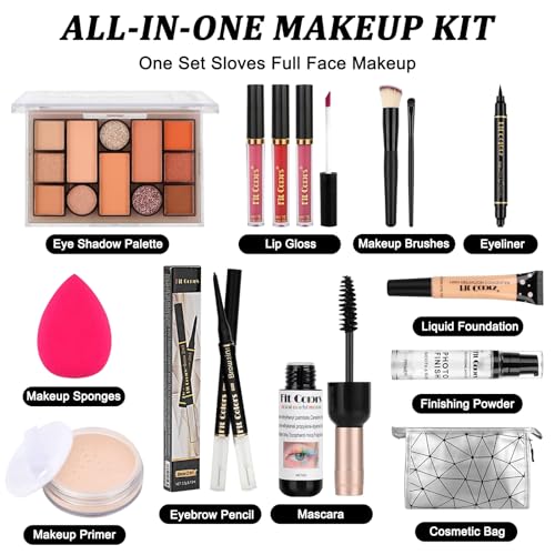 Makeup Sets,Professional All in one Make Up Set Cosmetic Make Up Starter Kit for Women Girls With Storage Bag Portable Travel Make Up Kits Palette Eyeshadow Foundation Lip Gloss