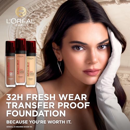 L'Oréal Paris Liquid Foundation, Full Coverage, Lasting Wear, With Vitamin C and SPF 25, Infallible 32H Fresh Wear, 140 Golden Beige