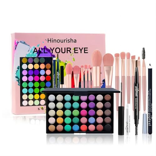 Full Makeup Kit for Women - 40 Color Eye Shadow Palette, Eyeliner, Mascara, Eyebrow Pencil & Makeup Brush Set