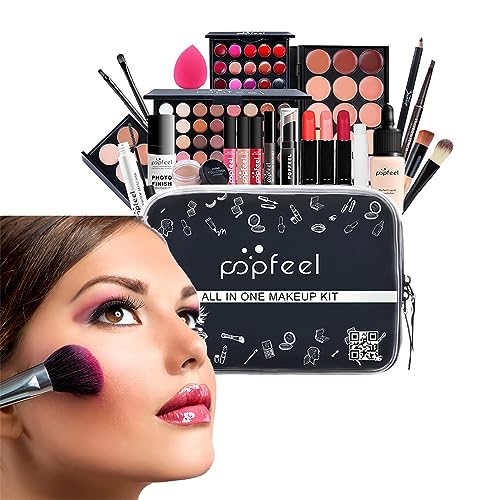 Make up set teenage girl, Makeup set girl teenager, Professional All-In-One make-up sets with cosmetic bag Include Eyeshadow Palette Lipstick Blush Foundation Concealer etc(24PCS)