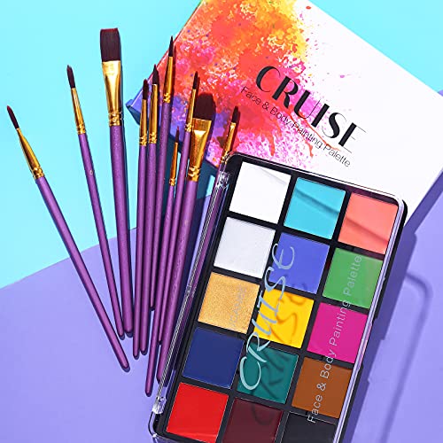 UCANBE 15 Colors Painting Palette Makeup Kit with 10 Pcs Professional Artist Brushes (Classic)