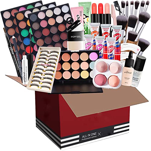 Makeup Set, All In One Makeup Kit, Cosmetic Make Up Starter Kit, Makeup Gift Set for Women & Girls, Includes Foundation Eyeshadow Palette Lipstick Eyeliner Mascara Cosmetic Brush Set