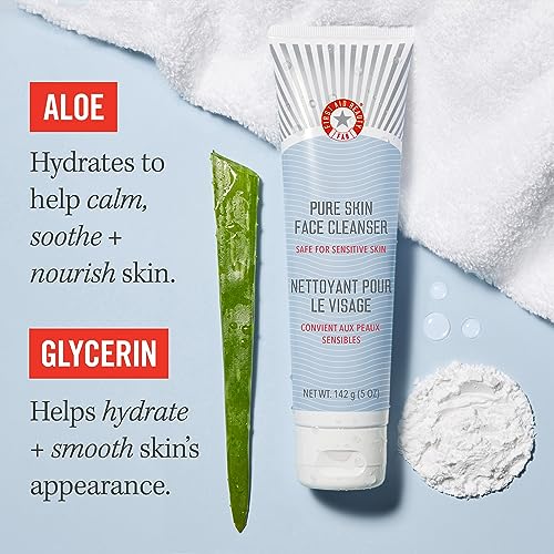 First Aid Beauty - Pure Skin Face Cleanser, Effectively Removes Makeup, Dirt, and Impurities, Gentle Cleanser Leaves Skin Soft & Supple, Safe for Sensitive Skin, Fragrance Free, 142g