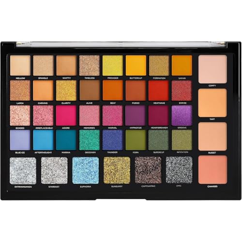 Profusion Cosmetics Kaleidoscope 42 Shade Palette Bright Colors Matte Shimmer Satin Colorful Eyeshadow Makeup Pallete Long lasting and Pro Pigment Silky Powder Eye Shadow