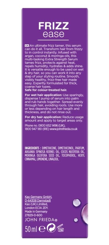 John Frieda Frizz Ease All-in-1 Extra Strength Serum 50ml for Thick Coarse Hair