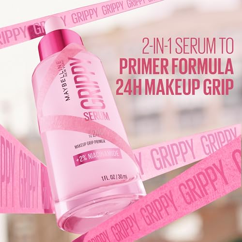 Maybelline Grippy Serum Makeup Primer, instantly plumps & hydrates skin, extends makeup up-to 24H, +2% niacinamide, Water-based formula, suitable for all skin types (30ml)