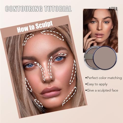 Bronzer Contour Palette Powder, Natural Looking Make up Palettes, Multi-Use Face Shadow 3D Make-up, Matte Long Lasting Sweat Resistant, Waterproof Smooth Contouring Makeup for Women & Girls
