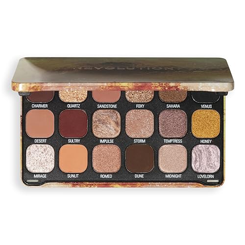 Revolution Beauty, Forever Flawless Eyeshadow Palette, 18 Pigmented Makeup Shades of Mattes & Shimmers, Vegan & Cruelty-Free, Bronze Temptation