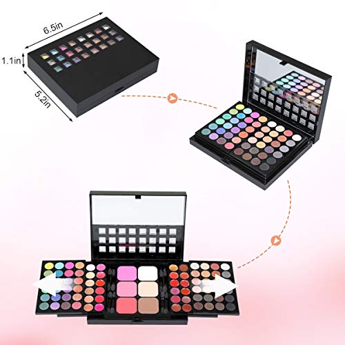 78 Colors Cosmetic Make up Palette Set Kit Combination with Eyeshadows Lip Gloss Blusher Concealer Highlight powder,All-in-One Makeup Kit with Mirror