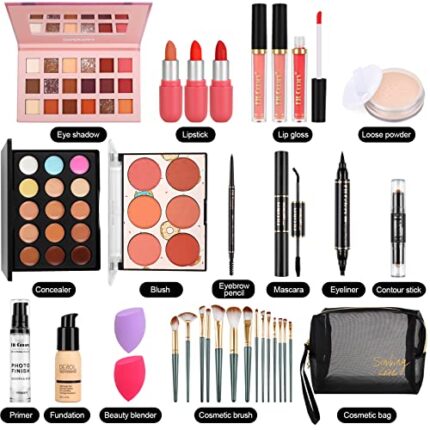 Makeup Sets for Women, Cosmetic Make Up Starter Kit With Storage Bag Portable Travel Make Up Set for Girls Palette Eyeshadow Foundation Lip Gloss for Teenage & Adults(Style B)