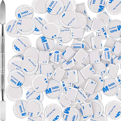 101 Pieces Metal Stickers for Eyeshadow Palette Set, Includes 1 Makeup Depotting Tool, 50 Pieces Square Adhesive Empty Palette Metal Stickers and 50 Pieces Round Makeup Colorful Palette Stickers
