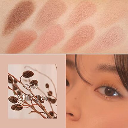 Erinde 10 Colors Eyeshadow Palette, Smooth Matte Eye Shadow, Eye Makeup Palette, Travel Size Makeup Pallet, High Pigmented, Naturing-Looking, Blendable, Long Lasting (05#Milk Tea)