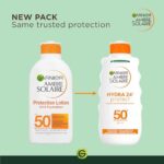 Garnier Ambre Solaire Hydra 24 Hour Protect Lotion, Water Resistant Sunscreen, With Shea Butter, Uva And Uvb Protection, Unscented, Sun Protection Factor 50, 200 Ml, Pack Of 1